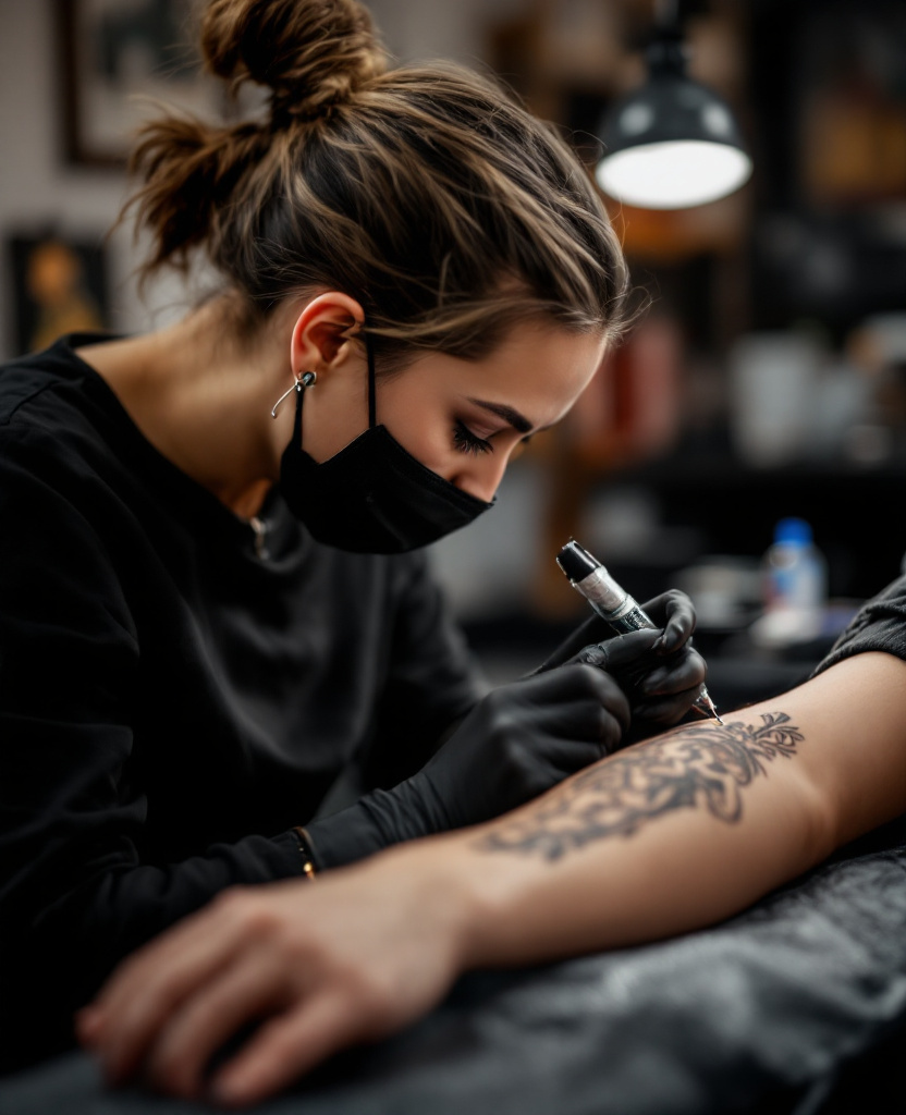 Tattoo artist at work